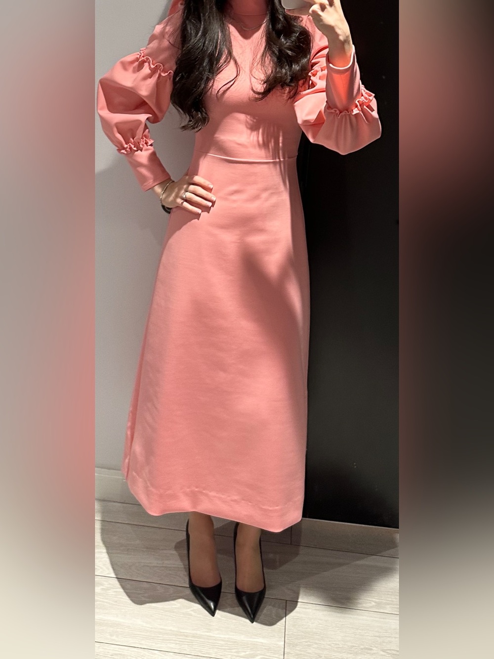 Women's Long Sleeve Pink Maxi Dress